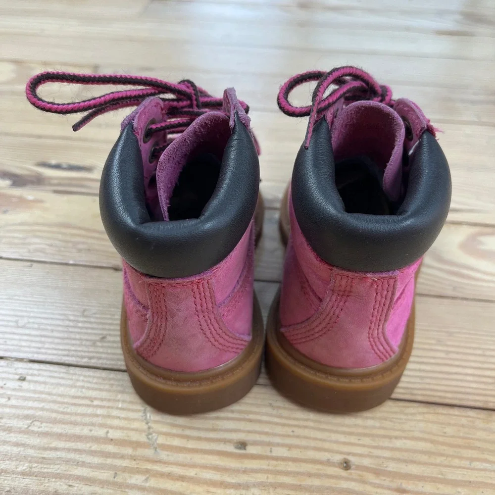Timberland 6 Inch Premium Pink Nubuck Waterproof Toddler Boots Size 7 girly cute